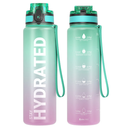 Motivational Leakproof Water Bottle with Time Marker & Wide Mouth Design