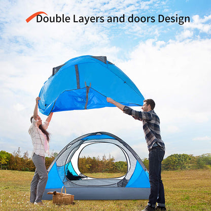 Lightweight Waterproof 2–4 Person Camping Tent with Double Layer & Dual Doors