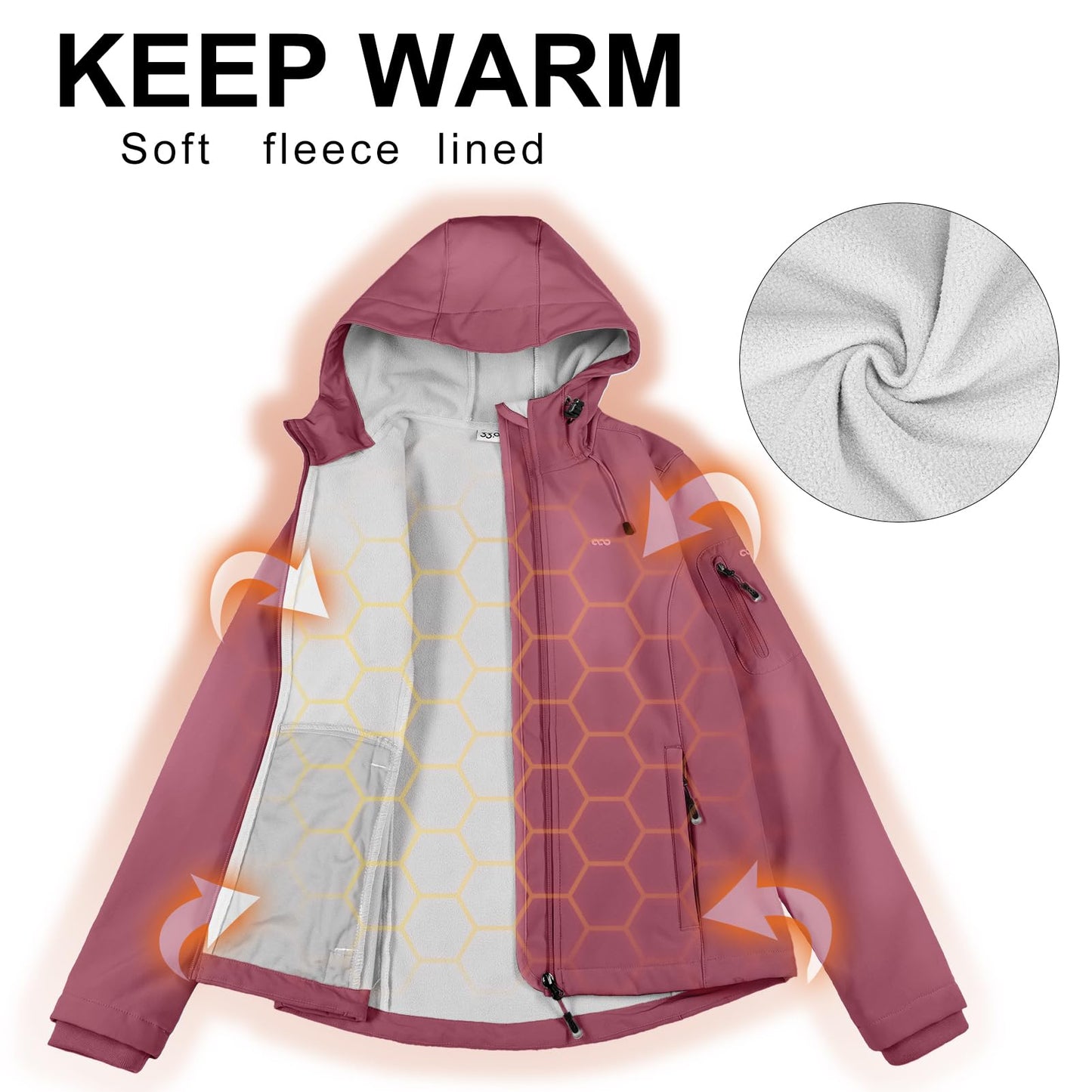 Women’s Fleece-Lined Softshell Jacket with Hooded Windproof Design