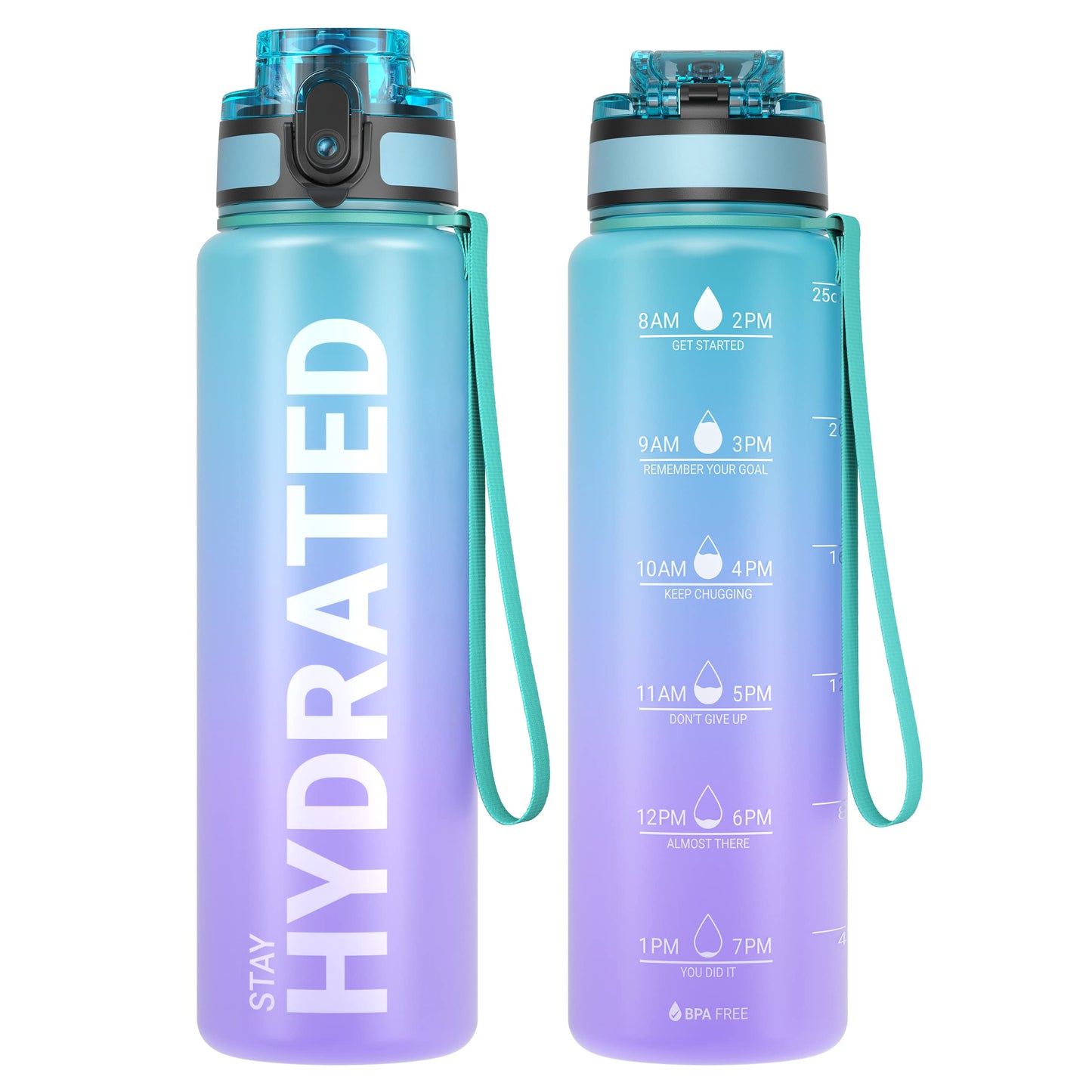Motivational Leakproof Water Bottle with Time Marker & Wide Mouth Design