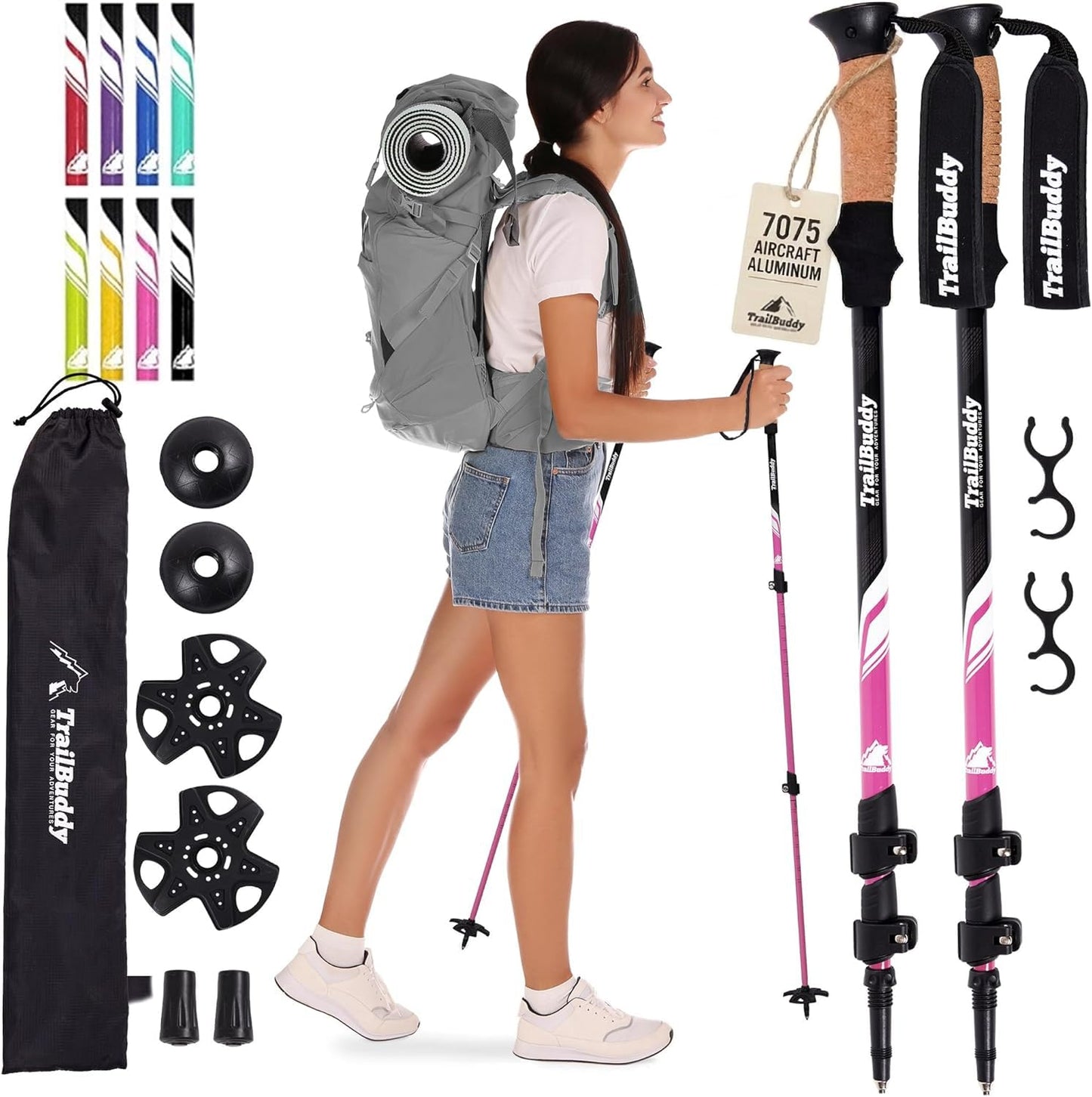 Lightweight Collapsible Trekking Poles for Hiking, Travel & Outdoor Support