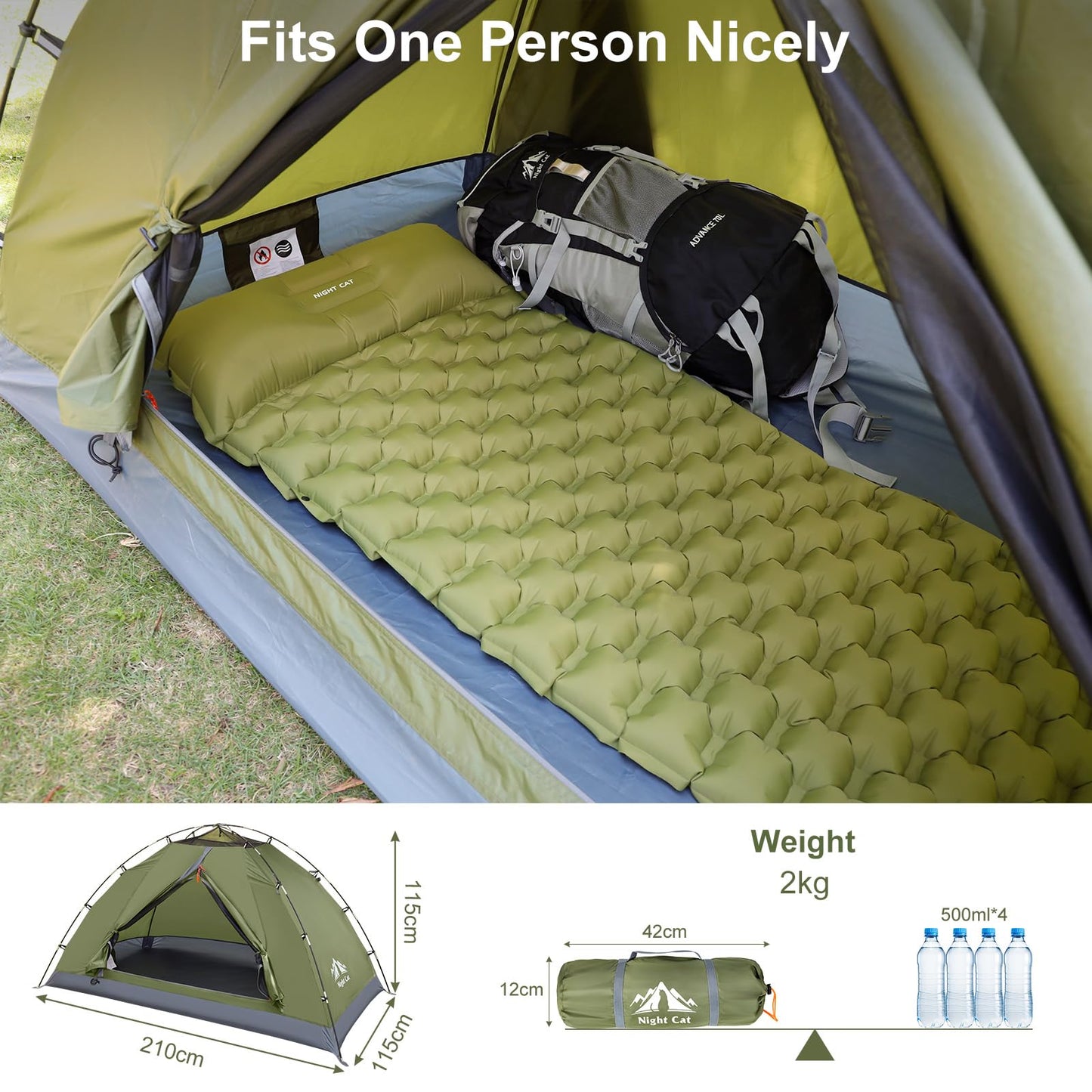 Lightweight Rainproof Backpacking Tent for 1–2 Person Camping & Hiking
