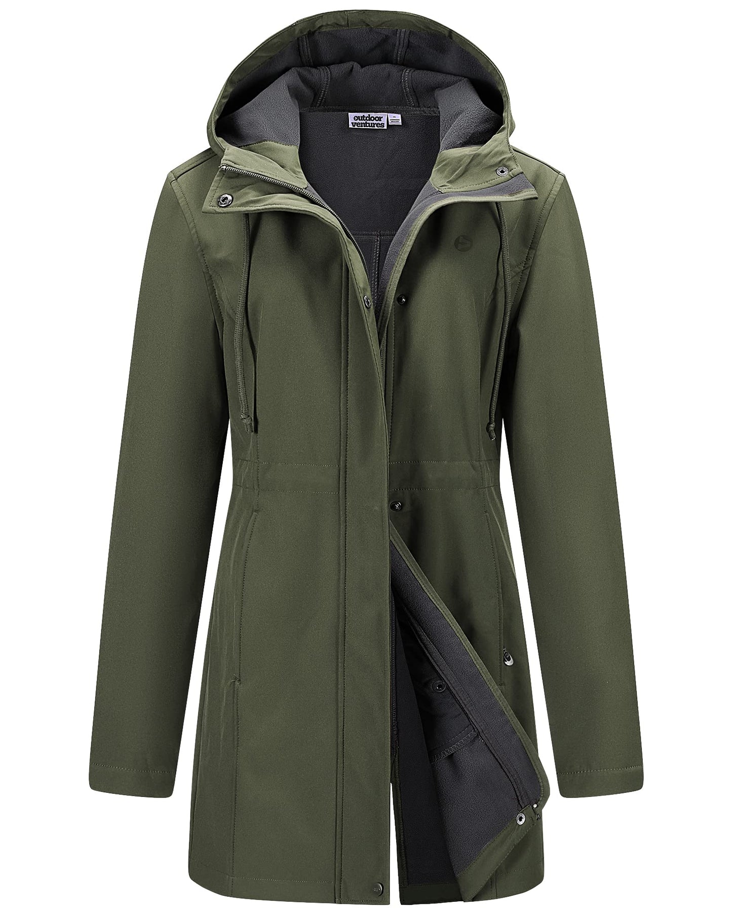 Women’s Lightweight Waterproof Fleece-Lined Softshell Rain Jacket with Hood