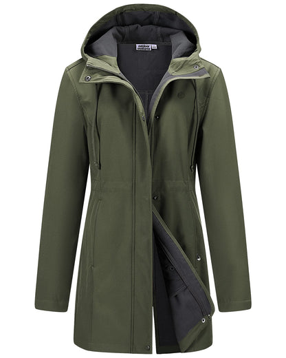 Women’s Lightweight Waterproof Fleece-Lined Softshell Rain Jacket with Hood