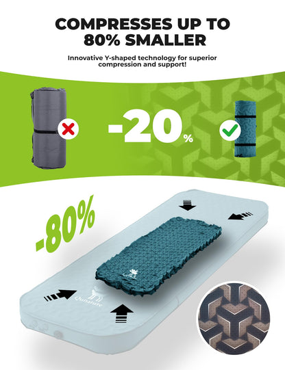 Self-Inflating Insulated Camping Sleeping Pad with High-Density Foam for 4-Season Use