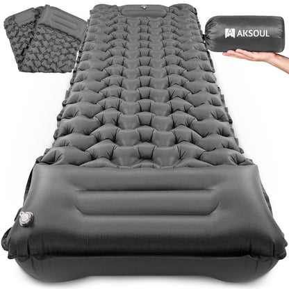Extra Thick Ultralight Inflatable Camping Sleeping Pad with Built-In Pillow