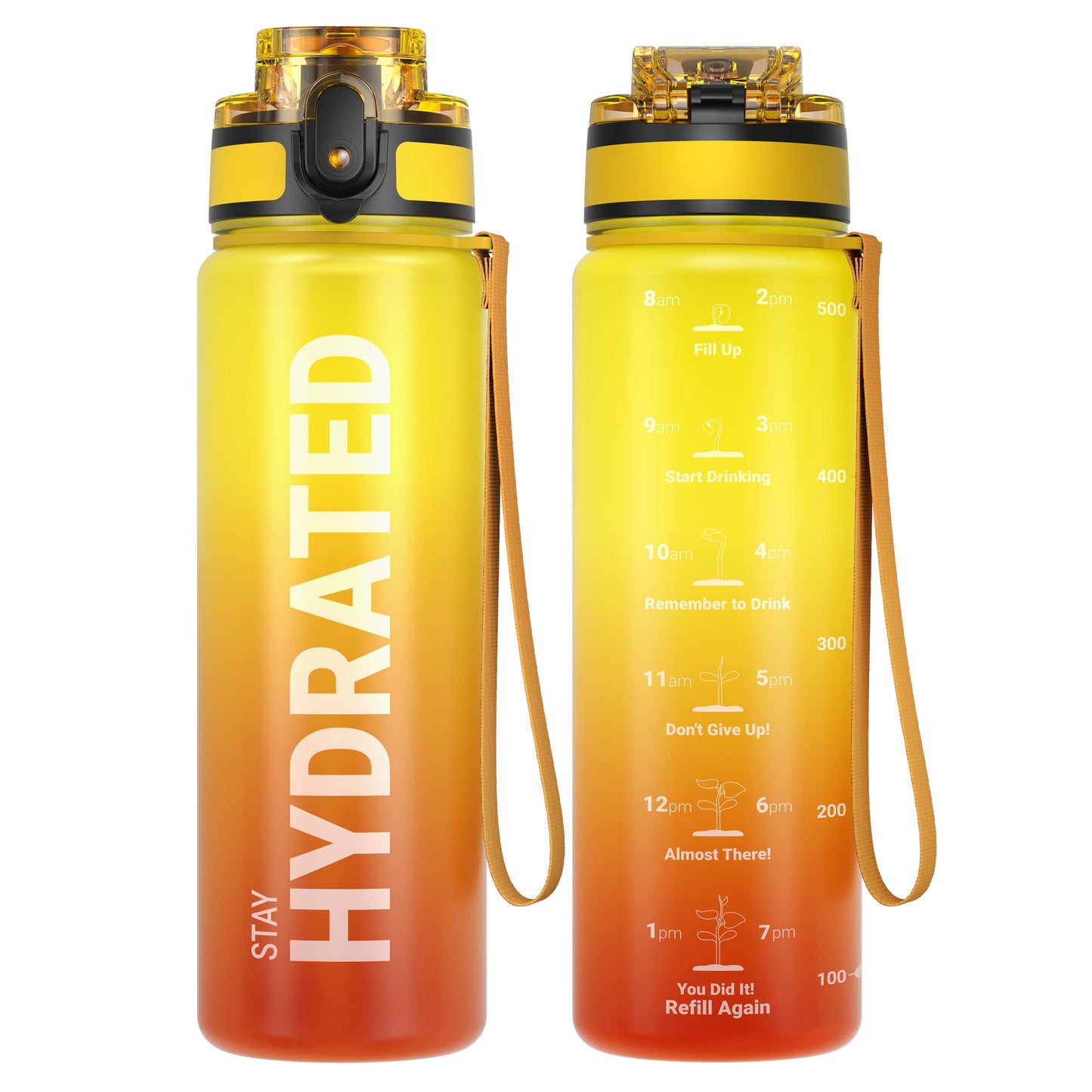 Motivational Leakproof Water Bottle with Time Marker & Wide Mouth Design