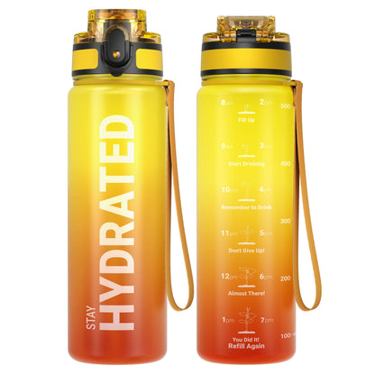 Motivational Leakproof Water Bottle with Time Marker & Wide Mouth Design