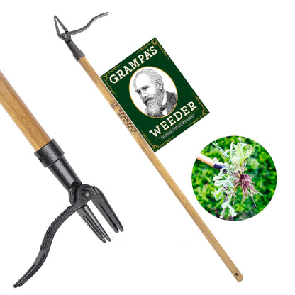 Stand-Up Weed Puller Tool with Long Handle & Steel Claw Design