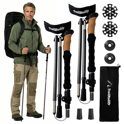 Lightweight Collapsible Trekking Poles for Hiking, Travel & Outdoor Support