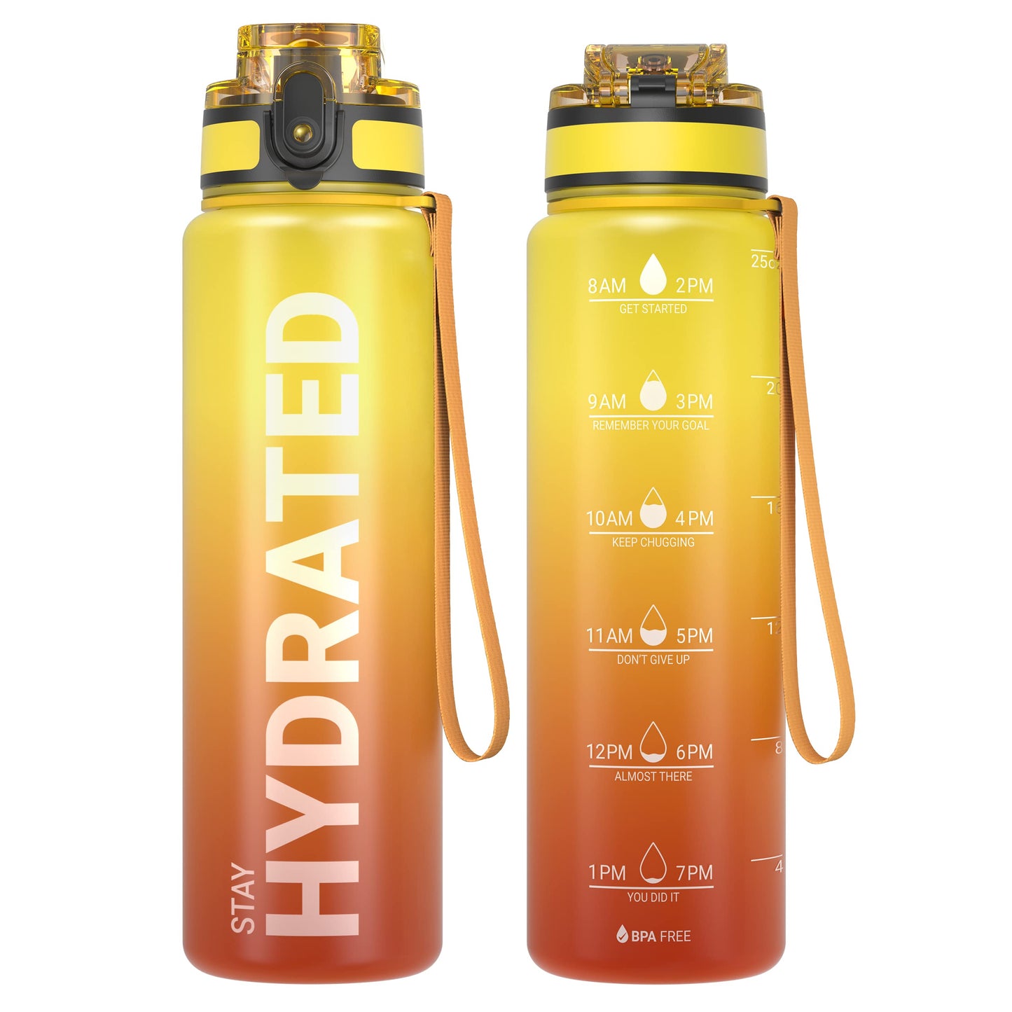 Motivational Leakproof Water Bottle with Time Marker & Wide Mouth Design