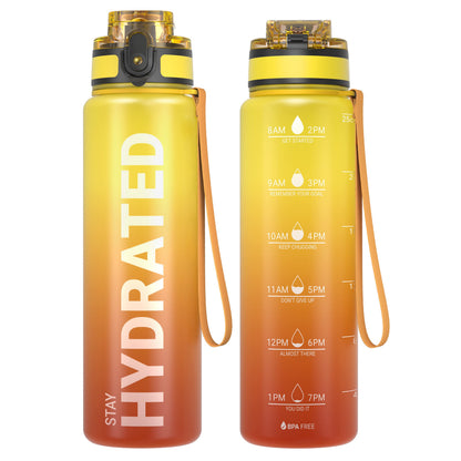 Motivational Leakproof Water Bottle with Time Marker & Wide Mouth Design