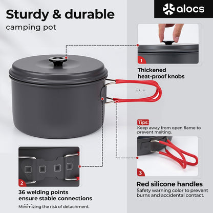 Compact Camping Cookware Set with Pots, Pans & Carry Bag for Outdoor Cooking