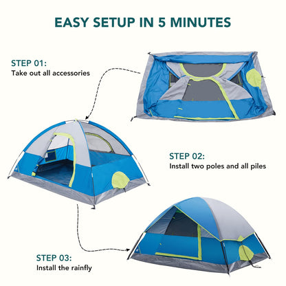 Waterproof Dome Camping Tent for 2–8 Person Family Outdoor & Hiking Use