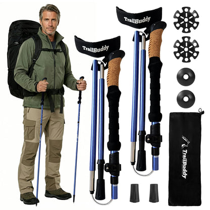 Lightweight Collapsible Trekking Poles for Hiking, Travel & Outdoor Support