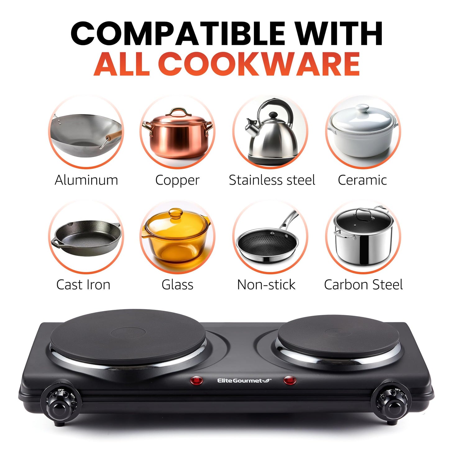 Electric Countertop Hot Plate Burner with Adjustable Temperature Control