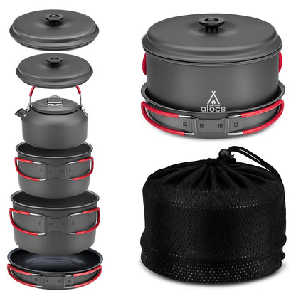 Compact Camping Cookware Set with Pots, Pans & Carry Bag for Outdoor Cooking