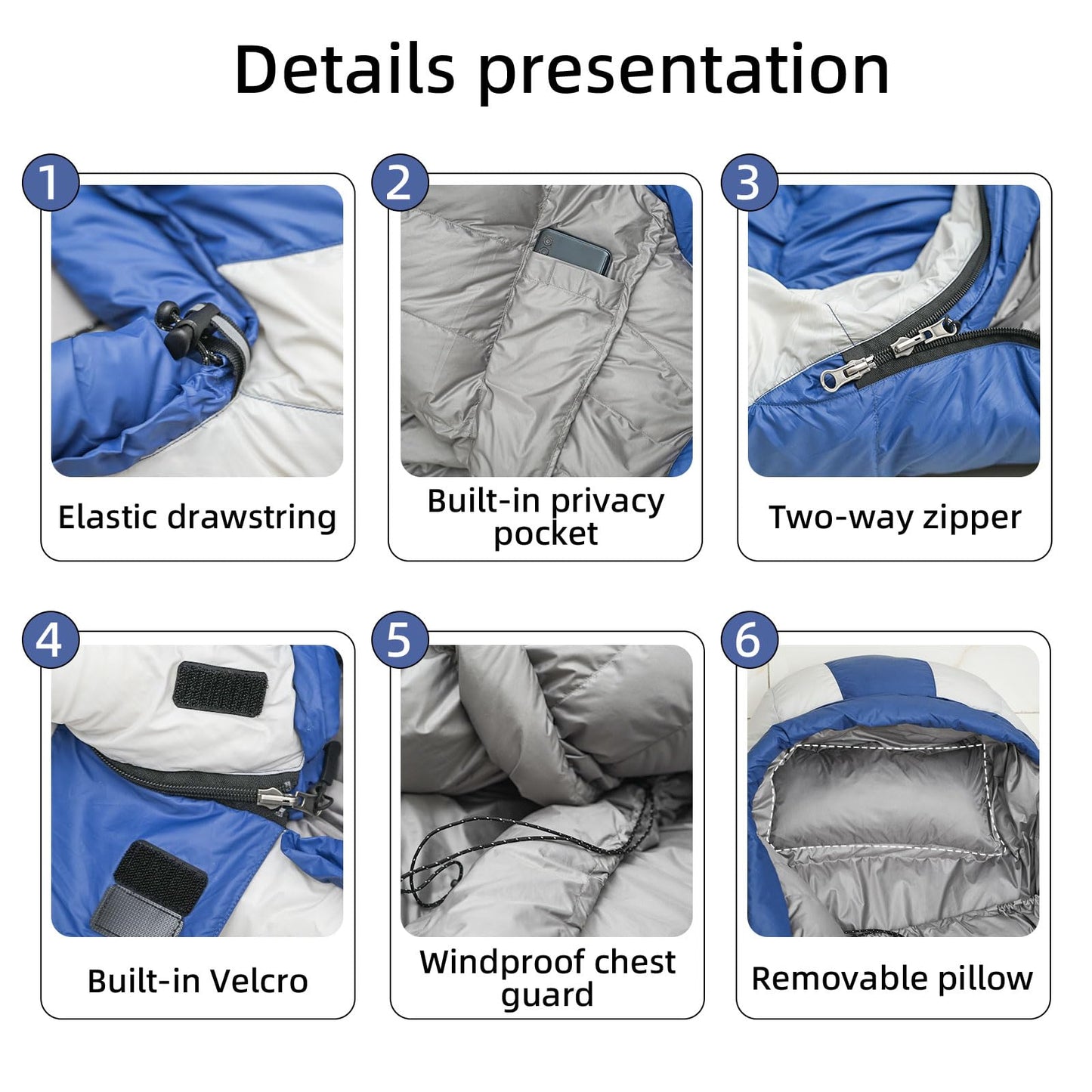 XL Down Mummy Sleeping Bag for Camping, Hiking & Backpacking