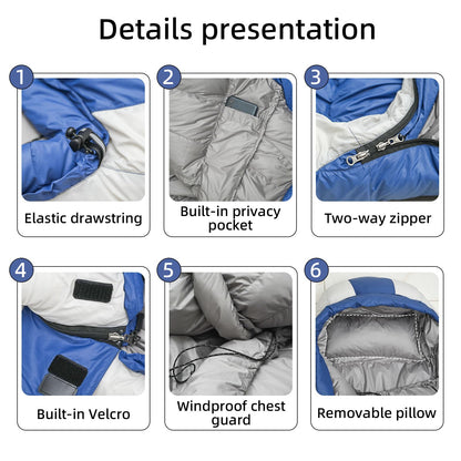 XL Down Mummy Sleeping Bag for Camping, Hiking & Backpacking