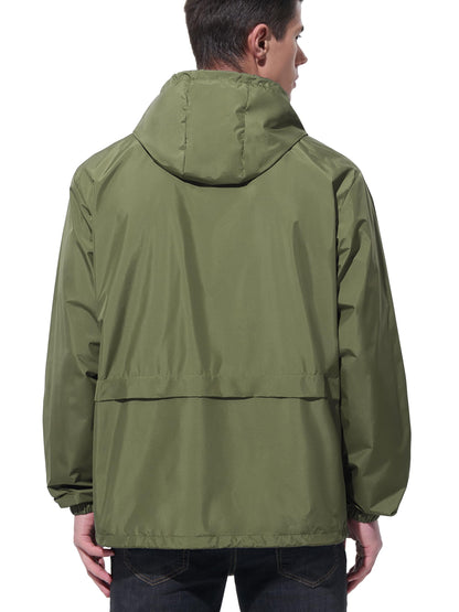 Men’s Lightweight Packable Waterproof Rain Jacket with Hood for Outdoor Activities