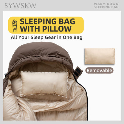 Ultralight Down Sleeping Bag with Pillow for Camping & Backpacking