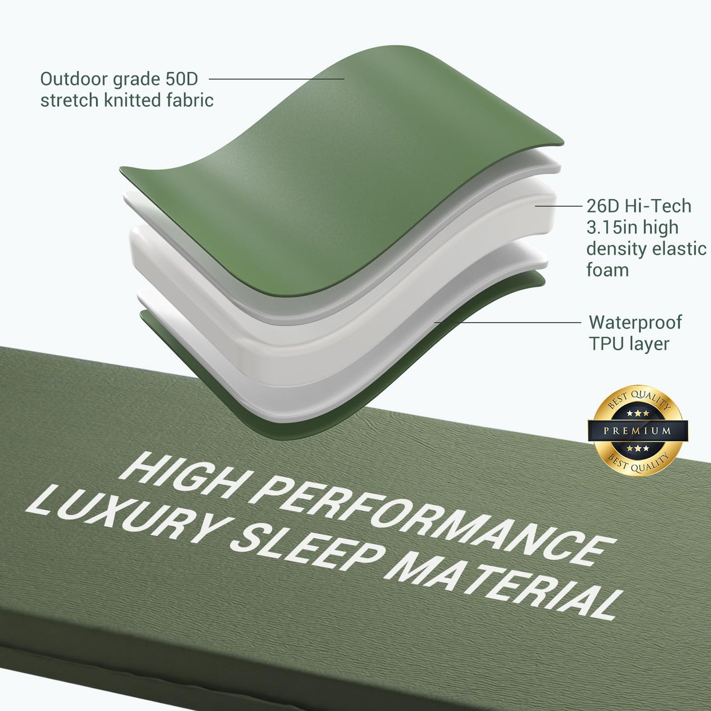 Self-Inflating Memory Foam Camping Sleeping Pad with Pillow & Insulated Design
