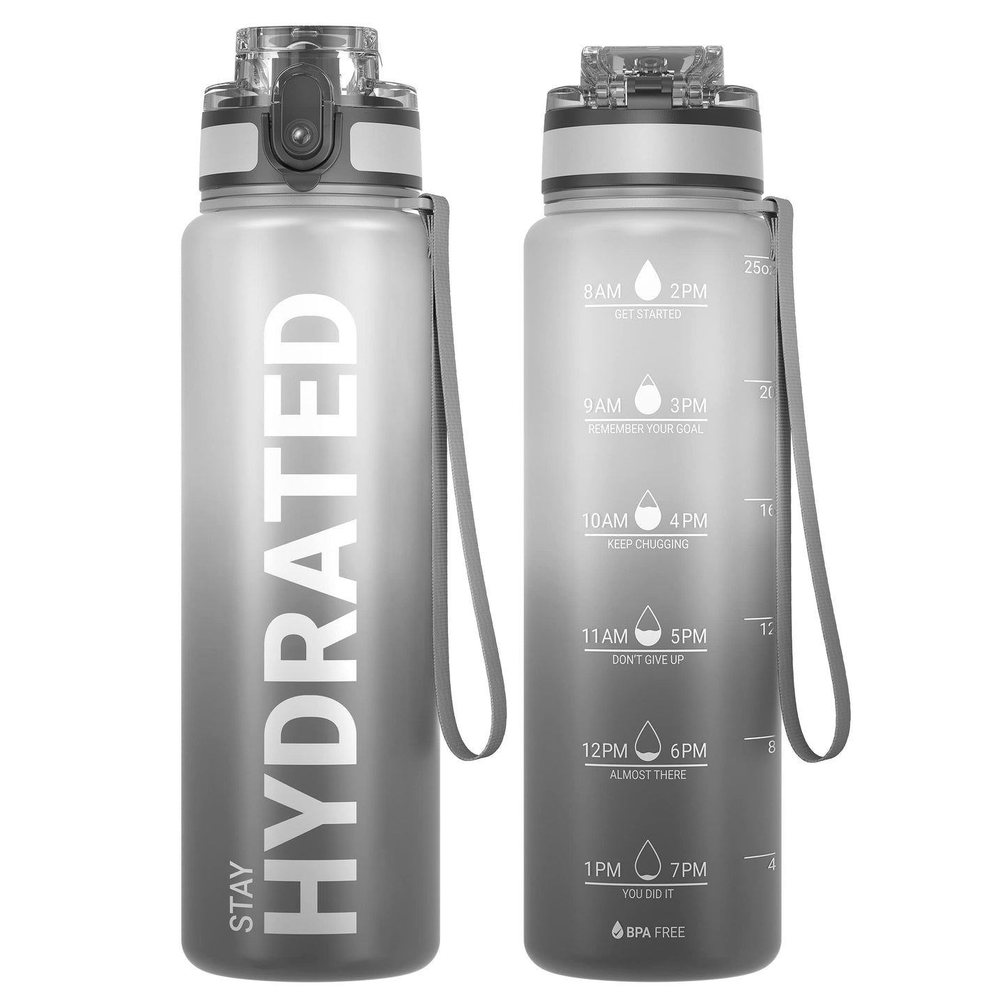 Motivational Leakproof Water Bottle with Time Marker & Wide Mouth Design