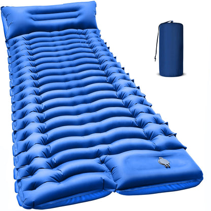 Ultralight Inflatable Camping Sleeping Pad with Built-In Pillow & Foot Pump