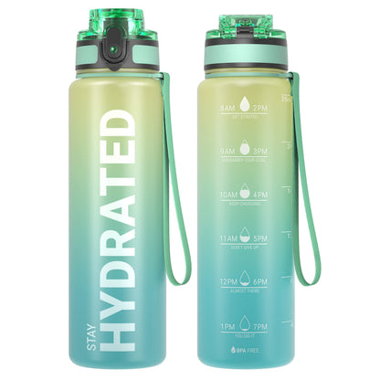 Motivational Leakproof Water Bottle with Time Marker & Wide Mouth Design