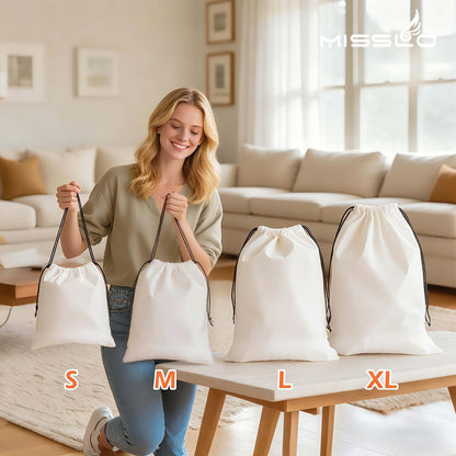 MISSLO Cotton Breathable Dust-proof Drawstring Storage Pouch Bag