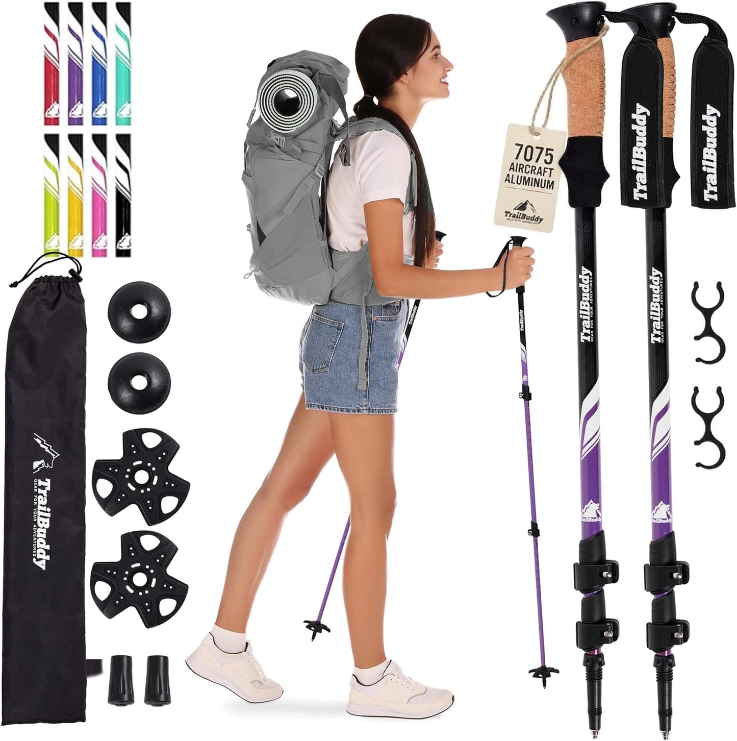 Lightweight Collapsible Trekking Poles for Hiking, Travel & Outdoor Support