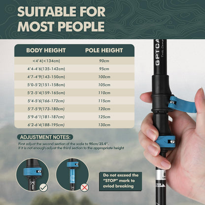 Collapsible Adjustable Trekking Pole with EVA Foam Grip for Hiking & Travel
