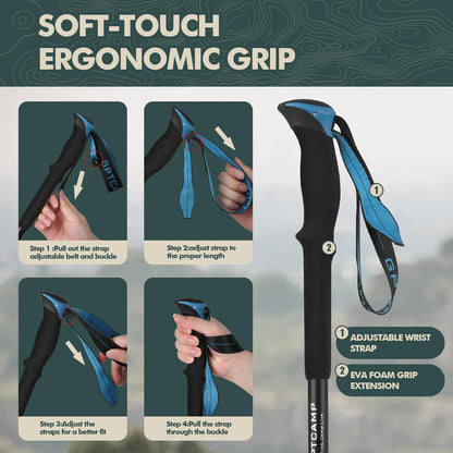 Collapsible Adjustable Trekking Pole with EVA Foam Grip for Hiking & Travel