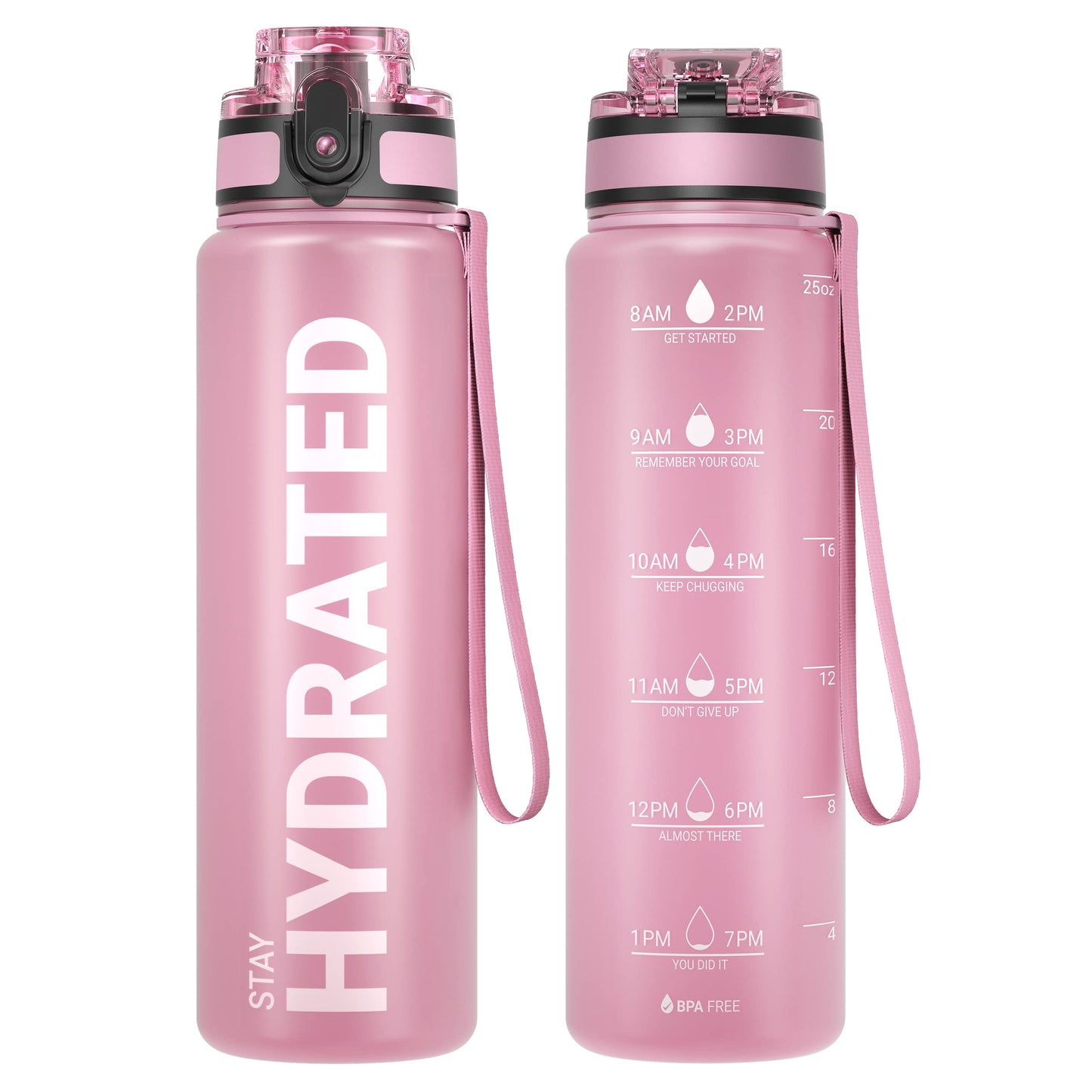 Motivational Leakproof Water Bottle with Time Marker & Wide Mouth Design