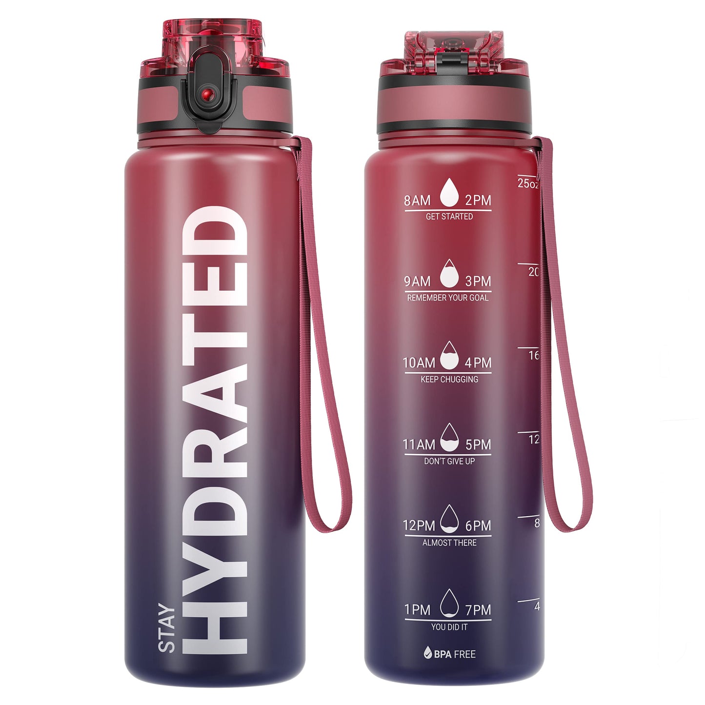 Motivational Leakproof Water Bottle with Time Marker & Wide Mouth Design