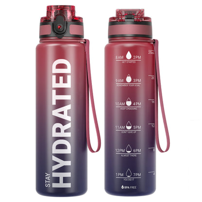 Motivational Leakproof Water Bottle with Time Marker & Wide Mouth Design