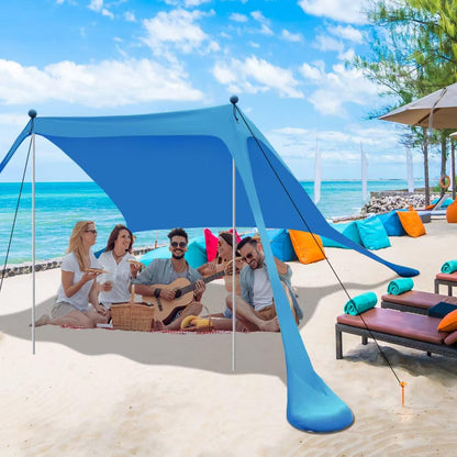 Beach Tent Beach Canopy Beach Shade Extra Windproof Rope Stable Sun Protection Easy Set up