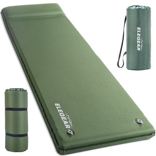 Self-Inflating Memory Foam Camping Sleeping Pad with Pillow & Insulated Design