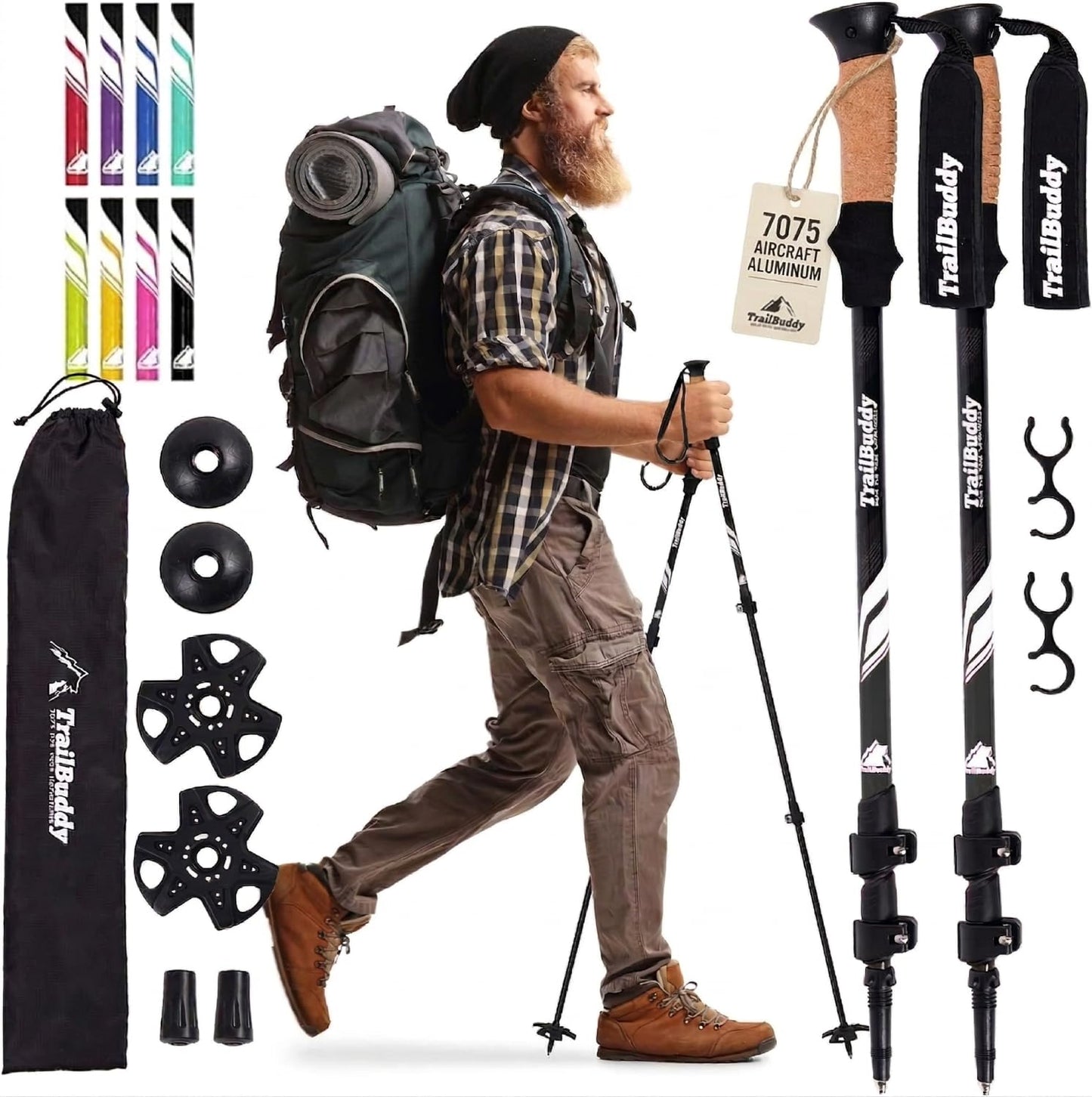 Lightweight Collapsible Trekking Poles for Hiking, Travel & Outdoor Support