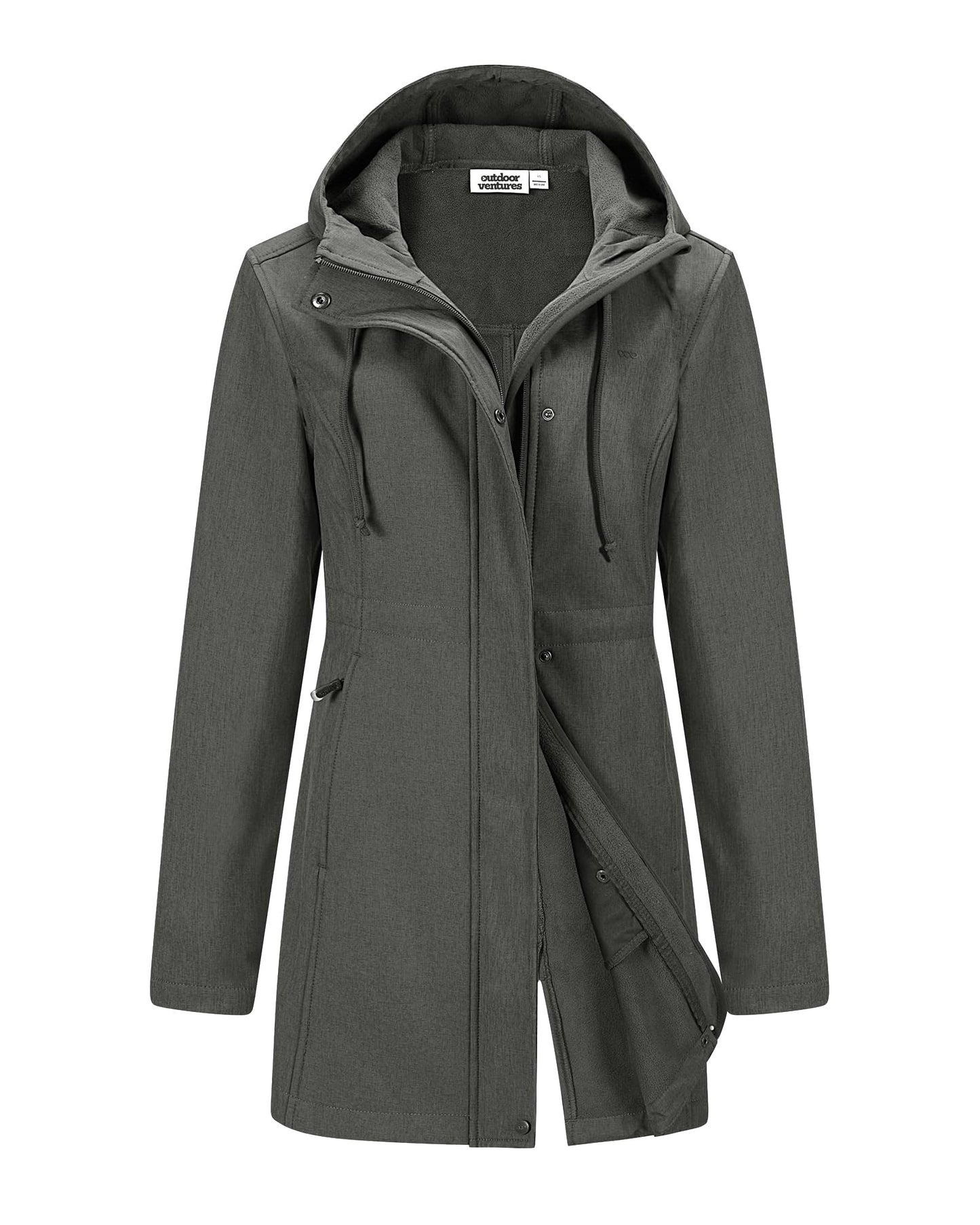 Women’s Lightweight Waterproof Fleece-Lined Softshell Rain Jacket with Hood