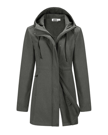 Women’s Lightweight Waterproof Fleece-Lined Softshell Rain Jacket with Hood
