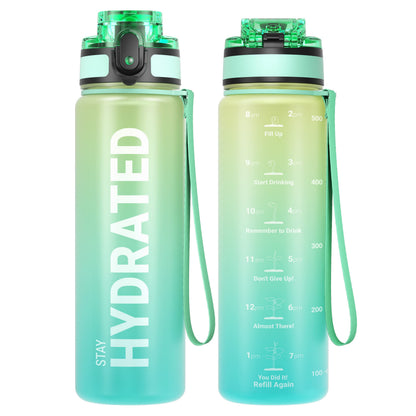 Motivational Leakproof Water Bottle with Time Marker & Wide Mouth Design