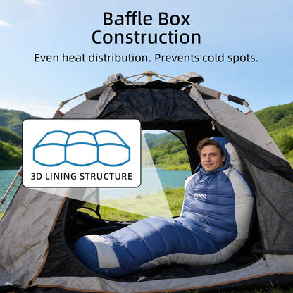 XL Down Mummy Sleeping Bag for Camping, Hiking & Backpacking