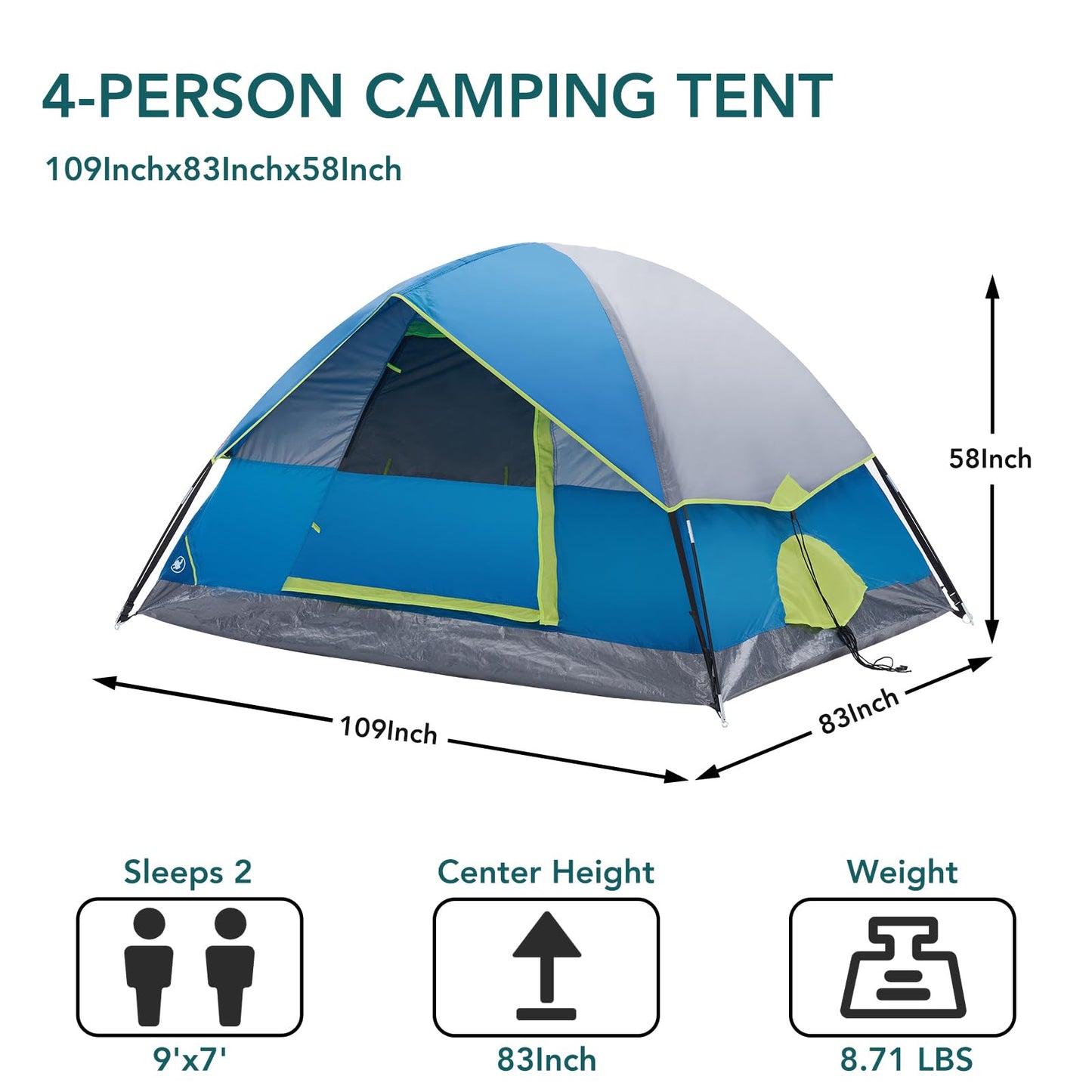 Waterproof Dome Camping Tent for 2–8 Person Family Outdoor & Hiking Use