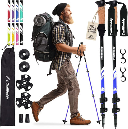 Lightweight Collapsible Trekking Poles for Hiking, Travel & Outdoor Support