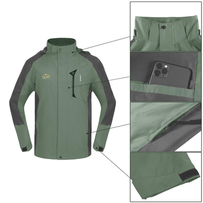 Men’s Waterproof Hooded Rain Jacket with Lightweight Windproof Design