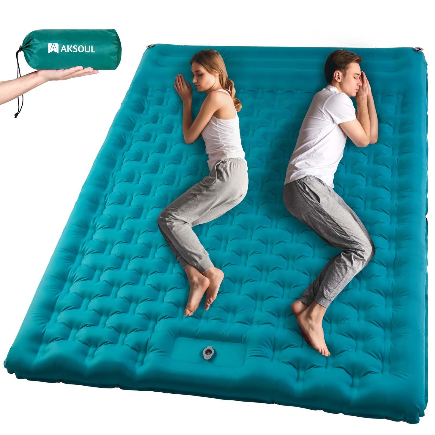 Extra Thick Ultralight Inflatable Camping Sleeping Pad with Built-In Pillow