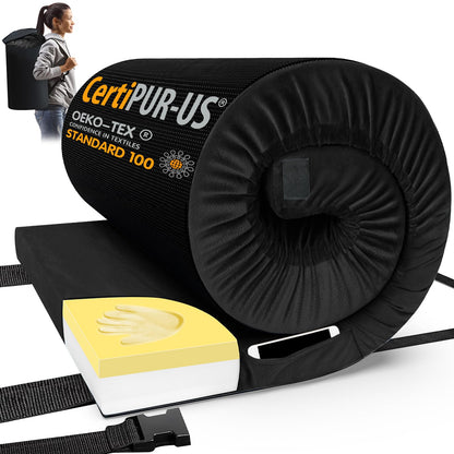 Memory Foam Camping Mattress Pad with Portable Roll-Up Design & Travel Bag