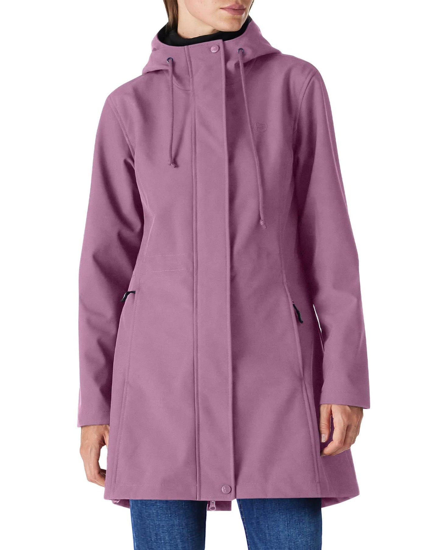 Women’s Lightweight Waterproof Fleece-Lined Softshell Rain Jacket with Hood