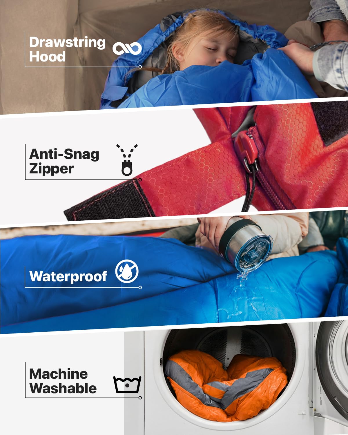 Lightweight Cold Weather Sleeping Bag for Camping, Hiking & Backpacking